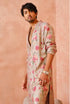 Grey Gulbagh Print Bomber Kurta With Jogger Pant
